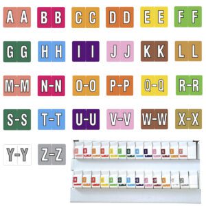 Datafile Compatible Alpha Labels, Letter "A-Z" set tray, Multiple Color, Laminated Stock, 15/16" X 1-1/4" Individual Letters - 26 Rolls of 500 - Image 1