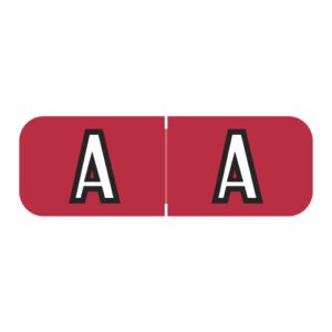 Barkley FABAM Compatible Alpha Labels, Letter "A", Red, Laminated Stock, 1/2" X 1-1/2" Individual Letters - Roll Of 500 - Image 1
