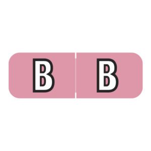 Barkley FABAM Compatible Alpha Labels, Letter "B", Pink, Laminated Stock, 1/2" X 1-1/2" Individual Letters - Roll Of 500 - Image 1