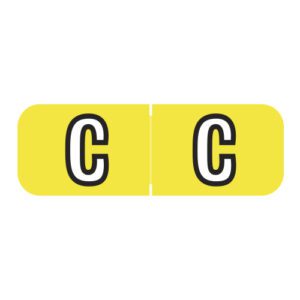 Barkley FABAM Compatible Alpha Labels, Letter "C", Yellow, Laminated Stock, 1/2" X 1-1/2" Individual Letters - Roll Of 500 - Image 1