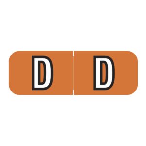 Barkley FABAM Compatible Alpha Labels, Letter "D", Dark Orange, Laminated Stock, 1/2" X 1-1/2" Individual Letters - Roll Of 500 - Image 1