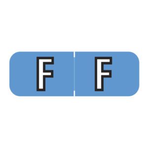 Barkley FABAM Compatible Alpha Labels, Letter "F", Blue, Laminated Stock, 1/2" X 1-1/2" Individual Letters - Roll Of 500 - Image 1