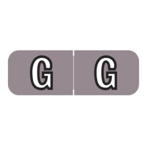 Barkley FABAM Compatible Alpha Labels, Letter "G", Grey, Laminated Stock, 1/2" X 1-1/2" Individual Letters - Roll Of 500 - Image 1
