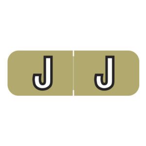 Barkley FABAM Compatible Alpha Labels, Letter "J", Gold, Laminated Stock, 1/2" X 1-1/2" Individual Letters - Roll Of 500 - Image 1