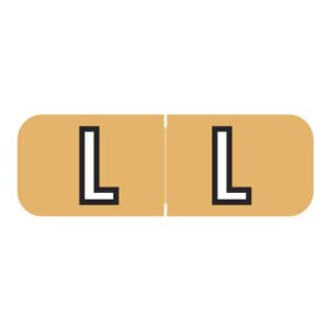 Barkley FABAM Compatible Alpha Labels, Letter "L", Light Orange, Laminated Stock, 1/2" X 1-1/2" Individual Letters - Roll Of 500 - Image 1