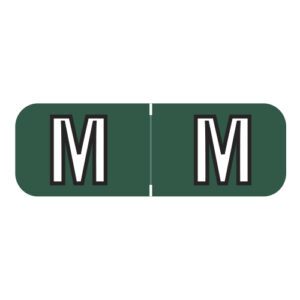 Barkley FABAM Compatible Alpha Labels, Letter "M", Dark Green, Laminated Stock, 1/2" X 1-1/2" Individual Letters - Roll Of 500 - Image 1