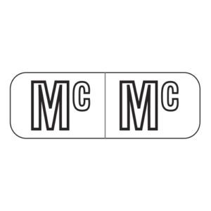 Barkley FABAM Compatible Alpha Labels, Letter "Mc", White, Laminated Stock, 1/2" X 1-1/2" Individual Letters - Roll Of 500 - Image 1