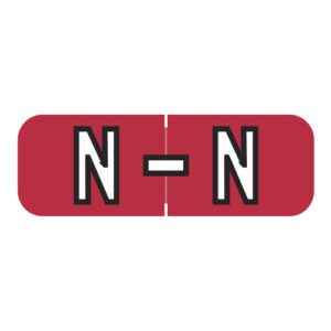Barkley FABAM Compatible Alpha Labels, Letter "N", Red, Laminated Stock, 1/2" X 1-1/2" Individual Letters - Roll Of 500 - Image 1