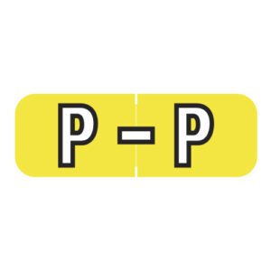 Barkley FABAM Compatible Alpha Labels, Letter "P", Yellow, Laminated Stock, 1/2" X 1-1/2" Individual Letters - Roll Of 500 - Image 1