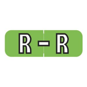Barkley FABAM Compatible Alpha Labels, Letter "R", Light Green, Laminated Stock, 1/2" X 1-1/2" Individual Letters - Roll Of 500 - Image 1