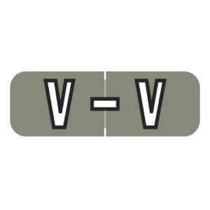 Barkley FABAM Compatible Alpha Labels, Letter "V", Pale Green, Laminated Stock, 1/2" X 1-1/2" Individual Letters - Roll Of 500 - Image 1