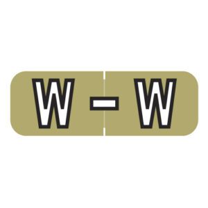 Barkley FABAM Compatible Alpha Labels, Letter "W", Gold, Laminated Stock, 1/2" X 1-1/2" Individual Letters - Roll Of 500 - Image 1