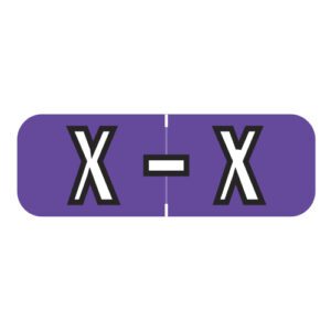 Barkley FABAM Compatible Alpha Labels, Letter "X", Purple, Laminated Stock, 1/2" X 1-1/2" Individual Letters - Roll Of 500 - Image 1