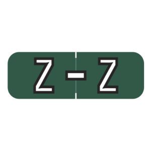 Barkley FABAM Compatible Alpha Labels, Letter "Z", Dark Green, Laminated Stock, 1/2" X 1-1/2" Individual Letters - Roll Of 500 - Image 1