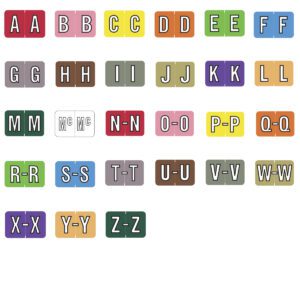 Barkley FABKM Compatible Alpha Labels, Letter "A-Z" plus Mc set, Laminated Stock, 1" X 1-1/2" Individual Letters - Pack of 6,075 labels - Image 1