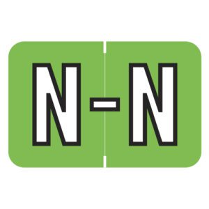 Barkley FABEM Compatible Alpha Labels, Letter "N", Light Green, Laminated Stock, 1" X 1-1/2" Individual Letters - Roll Of 500 - Image 1