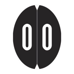 GBS Compatible Oval Numeric Labels, Number "0", Black, Laminated Stock, 1-1/2" X 1-1/8" Individual Numbers - Roll of 500 - Image 1
