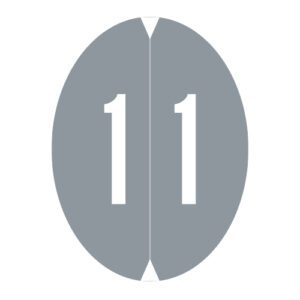 GBS Compatible Oval Numeric Labels, Number "1", Gray, Laminated Stock, 1-1/2" X 1-1/8" Individual Numbers - Roll of 500 - Image 1