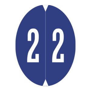 GBS Compatible Oval Numeric Labels, Number "2", Blue, Laminated Stock, 1-1/2" X 1-1/8" Individual Numbers - Roll of 500 - Image 1