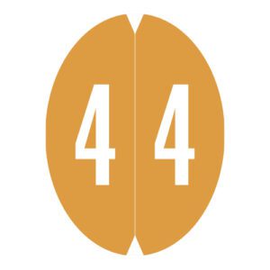 GBS Compatible Oval Numeric Labels, Number "4", Orange, Laminated Stock, 1-1/2" X 1-1/8" Individual Numbers - Roll of 500 - Image 1