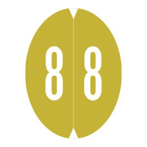 GBS Compatible Oval Numeric Labels, Number "8", Peridot Green, Laminated Stock, 1-1/2" X 1-1/8" Individual Numbers - Roll of 500 - Image 1