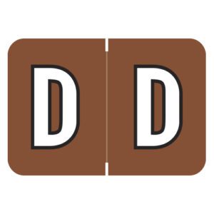 Colwell Jewel Tone Compatible Alpha Labels, Letter "D", Brown, Laminated Stock, 1" X 1-1/2" Individual Letters - Roll Of 500 - Image 1