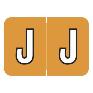 Colwell Jewel Tone Compatible Alpha Labels, Letter "J", Light Orange, Laminated Stock, 1" X 1-1/2" Individual Letters - Roll Of 500 - Image 1