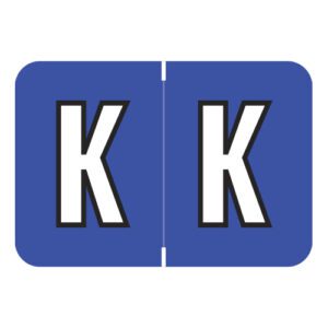 Colwell Jewel Tone Compatible Alpha Labels, Letter "K", Royal Blue, Laminated Stock, 1" X 1-1/2" Individual Letters - Roll Of 500 - Image 1