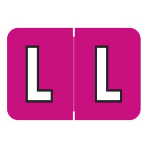 Colwell Jewel Tone Compatible Alpha Labels, Letter "L", Light Pink, Laminated Stock, 1" X 1-1/2" Individual Letters - Roll Of 500 - Image 1