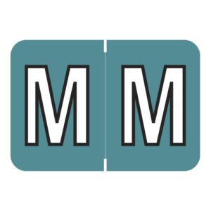 Colwell Jewel Tone Compatible Alpha Labels, Letter "M", Sterling Blue, Laminated Stock, 1" X 1-1/2" Individual Letters - Roll Of 500 - Image 1