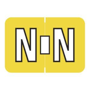 Colwell Jewel Tone Compatible Alpha Labels, Letter "N", Yellow, Laminated Stock, 1" X 1-1/2" Individual Letters - Roll Of 500 - Image 1
