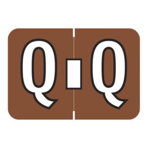 Colwell Jewel Tone Compatible Alpha Labels, Letter "Q", Brown, Laminated Stock, 1" X 1-1/2" Individual Letters - Roll Of 500 - Image 1