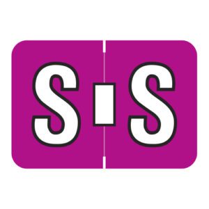 Colwell Jewel Tone Compatible Alpha Labels, Letter "S", Dark Pink, Laminated Stock, 1" X 1-1/2" Individual Letters - Roll Of 500 - Image 1