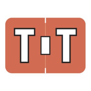 Colwell Jewel Tone Compatible Alpha Labels, Letter "T", Dark Orange, Laminated Stock, 1" X 1-1/2" Individual Letters - Roll Of 500 - Image 1