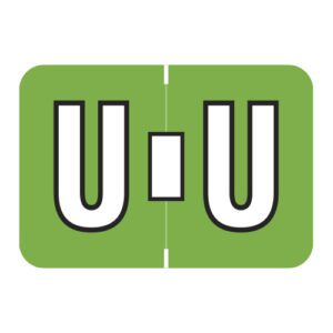 Colwell Jewel Tone Compatible Alpha Labels, Letter "U", Light Green, Laminated Stock, 1" X 1-1/2" Individual Letters - Roll Of 500 - Image 1