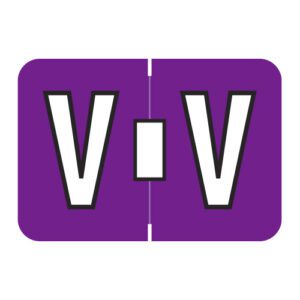 Colwell Jewel Tone Compatible Alpha Labels, Letter "V", Purple, Laminated Stock, 1" X 1-1/2" Individual Letters - Roll Of 500 - Image 1