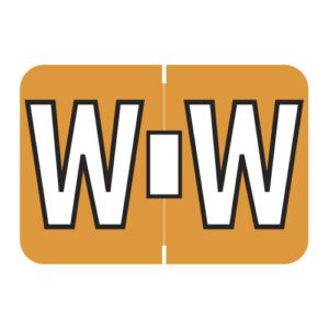 Colwell Jewel Tone Compatible Alpha Labels, Letter "W", Light Orange, Laminated Stock, 1" X 1-1/2" Individual Letters - Roll Of 500 - Image 1