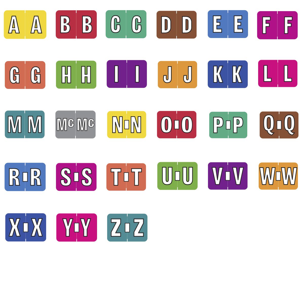 Single Letter Labels Colwell Jewel Tone Compatible Alpha Labels, Letter “A-Z” plus Mc set ...