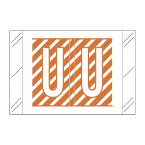 Tabbies 12000 Compatible Alpha Labels, Letter "U", Orange, Laminated Stock, 1" X 1-1/2" Individual Letters - Roll of 500 - Image 1