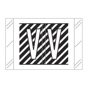 Tabbies 12000 Compatible Alpha Labels, Letter "V", Black, Laminated Stock, 1" X 1-1/2" Individual Letters - Roll of 500 - Image 1
