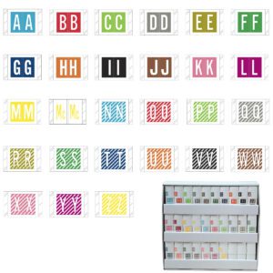 Tabbies 12000 Compatible Alpha Labels, Letter "A-Z" plus Mc, Multiple Color, Laminated Stock, 1" X 1-1/2" Individual Letters - 27 Rolls Of 500 - Image 1