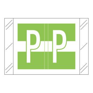 Tabbies 12030 Compatible Alpha Labels, Letter "P", Light Green, Laminated Stock, 1" X 1-1/2" Individual Letters - Roll of 500 - Image 1