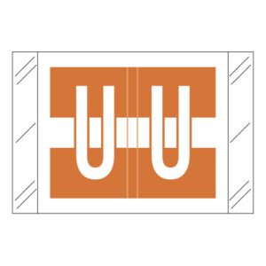 Tabbies 12030 Compatible Alpha Labels, Letter "U", Orange, Laminated Stock, 1" X 1-1/2" Individual Letters - Roll of 500 - Image 1