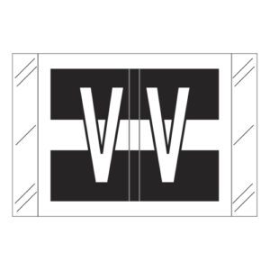Tabbies 12030 Compatible Alpha Labels, Letter "V", Black, Laminated Stock, 1" X 1-1/2" Individual Letters - Roll of 500 - Image 1