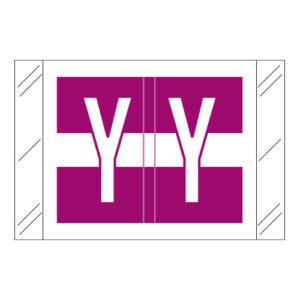 Tabbies 12030 Compatible Alpha Labels, Letter "Y", Dark Pink, Laminated Stock, 1" X 1-1/2" Individual Letters - Roll of 500 - Image 1