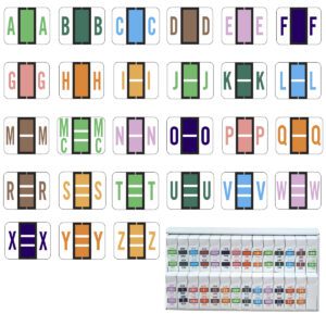 File Doctor Compatible Alpha Labels,  Letter "A-Z" plus Mc, Laminated Stock, 1" X 1-1/4", Starter Set - 27 Rolls of 500