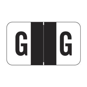 Jeter 2800 Compatible Alpha Labels, Letter "G", Black,  Laminated Stock, 15/16" X 1-5/8" Individual Letters - Roll of 500