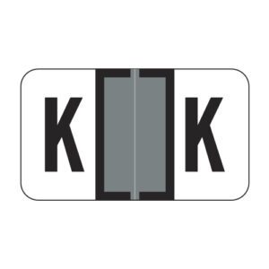 Jeter 0200 Compatible Alpha Labels, Letter "K", Grey,  Laminated Stock, 15/16" X 1-5/8" Individual Letters - Roll of 500