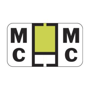 Jeter 0200 Compatible Alpha Labels, Letter "Mc", Light Green,  Laminated Stock, 15/16" X 1-5/8" Individual Letters - Roll of 500