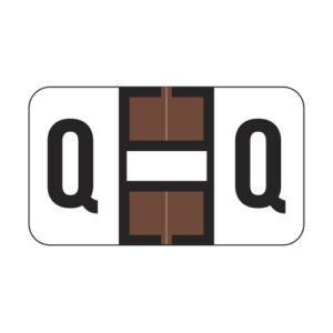 Jeter 0200 Compatible Alpha Labels, Letter "Q", Brown,  Laminated Stock, 15/16" X 1-5/8" Individual Letters - Roll of 500